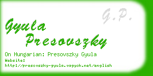 gyula presovszky business card